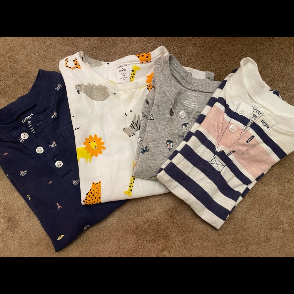 Selling Four Carter (9 months) Onesies. In excellent condition, rarely used!